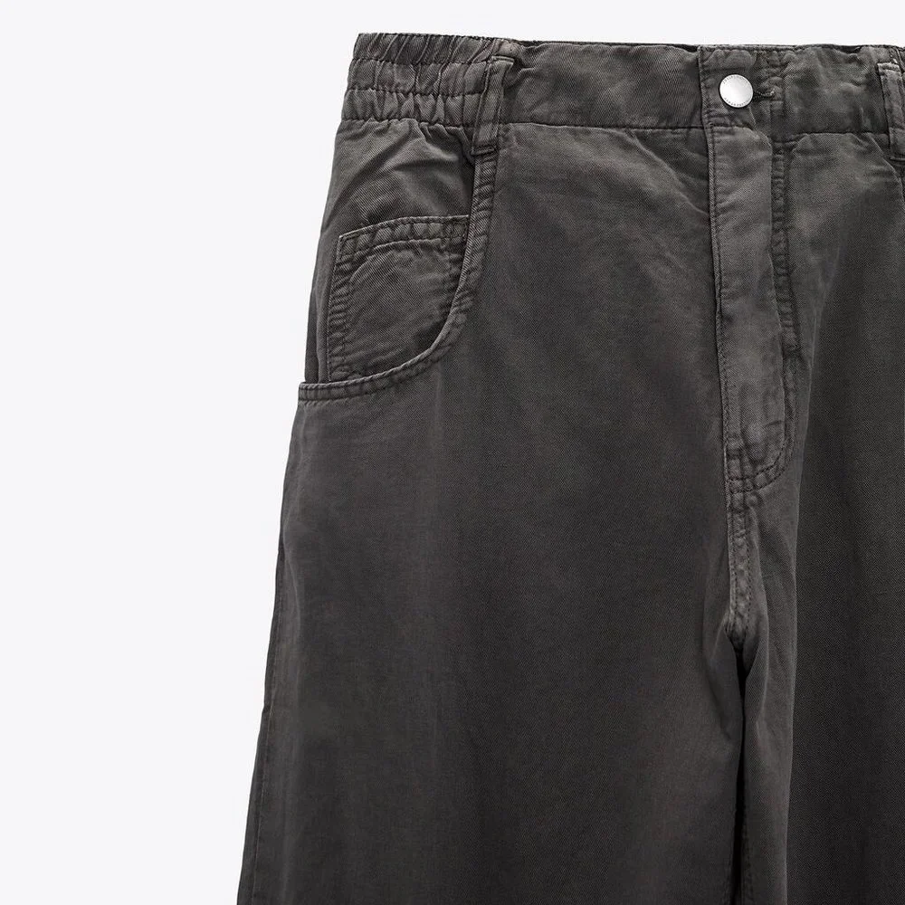 Zara Relaxed Fit Linen Blend Trousers